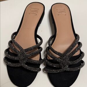 INC International Concepts Black and Silver Mules